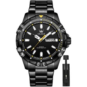 OLEVS Watch for Men Business Dress Analog Quartz Stainless Steel Waterproof Luminous Date Dive Luxury Casual Men Watch Silver Men Wrist Watch