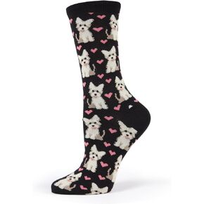 MeMoi Puppy Love Bamboo Blend Crew Socks