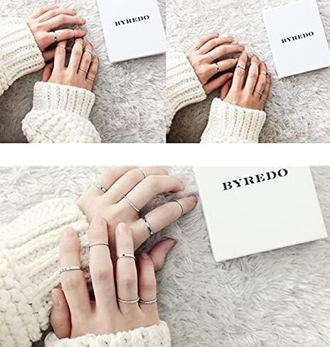 Stackable Rings for Women Boho Rings Set Vintage Silver Knuckle Rings Crystal Midi Pinky Rings Adjustable Jewelry Gift in Saudi Arabia