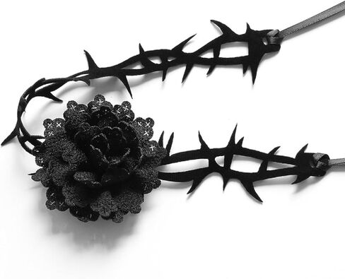 عيد الهالوين المختنقون للنساء، المختنقون قلادة مع زهرة الورد الأحمر الأسود، قابل للتعديل الرجعية القوطية خمر الدانتيل الأسود المخملية قلادة المختنق الأسود سلسلة الرقبة طوق بيان مع قلادة للمجوهرات تأثيري ليلة النادي زي ملحق مثير Chocker Gi in Kuwait