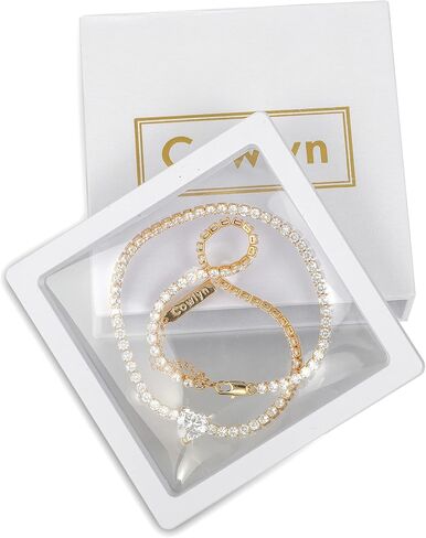 Cowlyn القلب الحب قلادة التنس المختنق 14K مطلية بالذهب / الفضة حجر الراين كريستال كلاسيكي جولة مكعب زركونيا سلسلة مجوهرات الزفاف للنساء in Kuwait