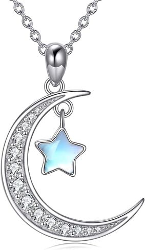 LUHE Moonstone Moon Necklace for Women Sterling Silver Crescent Moon Pendant Necklace Jewelry Gifts for Women Teen Girls in Saudi Arabia