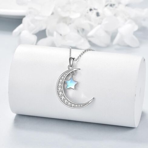LUHE Moonstone Moon Necklace for Women Sterling Silver Crescent Moon Pendant Necklace Jewelry Gifts for Women Teen Girls in Saudi Arabia