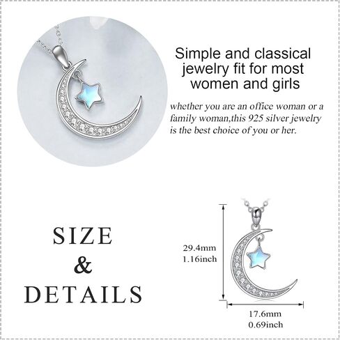LUHE Moonstone Moon Necklace for Women Sterling Silver Crescent Moon Pendant Necklace Jewelry Gifts for Women Teen Girls in Saudi Arabia