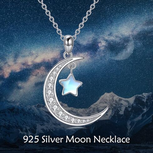 LUHE Moonstone Moon Necklace for Women Sterling Silver Crescent Moon Pendant Necklace Jewelry Gifts for Women Teen Girls in Saudi Arabia