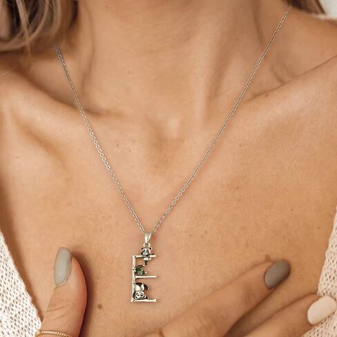 الباندا قلادة 925 الفضة الاسترليني قلادة الباندا الأولي للنساء L الأولي O الأولي E الأولي رسالة قلادة قلادة هدايا مجوهرات للفتيات الأصدقاء in Kuwait