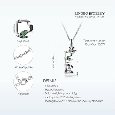 الباندا قلادة 925 الفضة الاسترليني قلادة الباندا الأولي للنساء L الأولي O الأولي E الأولي رسالة قلادة قلادة هدايا مجوهرات للفتيات الأصدقاء in Kuwait