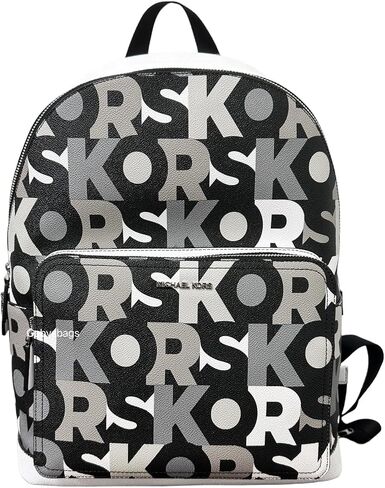 Michael Kors Adult's Men's Unisex Cooper Signature PVC Graphic Logo Backpack (Black White Multi) in Saudi Arabia