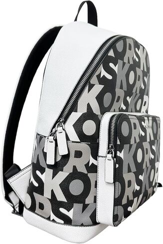 Michael Kors Adult's Men's Unisex Cooper Signature PVC Graphic Logo Backpack (Black White Multi) in Saudi Arabia