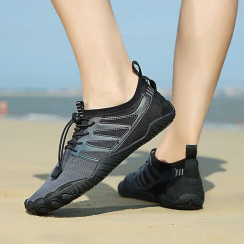 Quick-Dry Water Sports Barefoot Shoes for Swim Beach Pool Surf Yoga for Women Men - Outdoor Surf Yoga Exercise - (Water Shoe-Light Dark Black) in Saudi Arabia