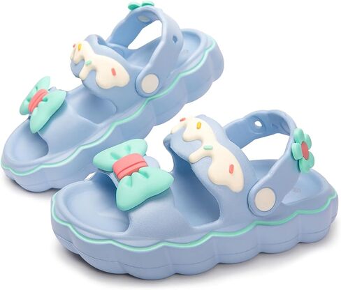Luffymomo Little Kids Boys Girls Eva Sandals Lightweight Summer Sandal Double Back Stap with Flower and Bow in Saudi Arabia