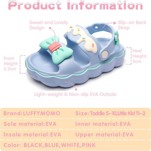 Luffymomo Little Kids Boys Girls Eva Sandals Lightweight Summer Sandal Double Back Stap with Flower and Bow in Saudi Arabia