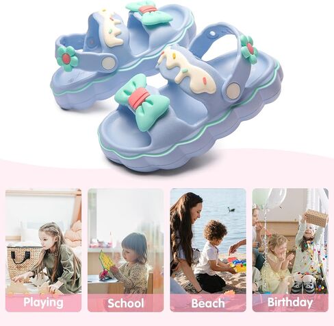 Luffymomo Little Kids Boys Girls Eva Sandals Lightweight Summer Sandal Double Back Stap with Flower and Bow in Saudi Arabia
