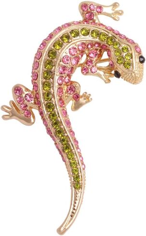 Rhinestone Gecko Lizard Brooch Pin for Women Girls Gold Plated Fashion Crystal Animal Brooches Lapel Pins Cute Dress Accessories Holiday Birthday Theme Party Jewelry Unisex Gift Souvenir in Saudi Arabia