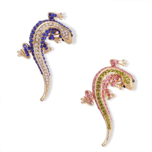 Rhinestone Gecko Lizard Brooch Pin for Women Girls Gold Plated Fashion Crystal Animal Brooches Lapel Pins Cute Dress Accessories Holiday Birthday Theme Party Jewelry Unisex Gift Souvenir in Saudi Arabia