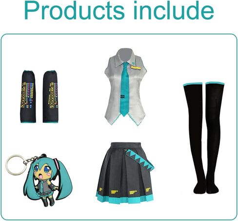 زي الثلج النسائي، فستان الرسوم المتحركة التنكري الزي المدرسي لهاتسوني ميكو مع إصدار الجورب 1 in Kuwait