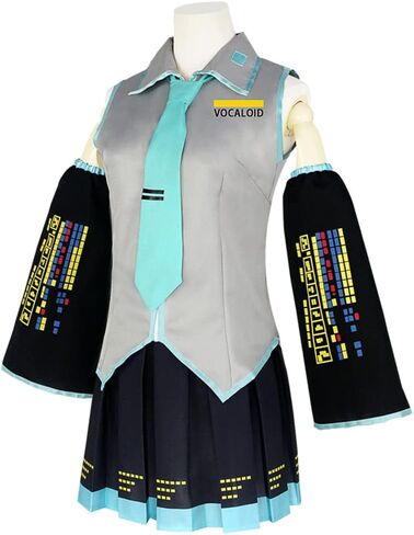 زي الثلج النسائي، فستان الرسوم المتحركة التنكري الزي المدرسي لهاتسوني ميكو مع إصدار الجورب 1 in Kuwait