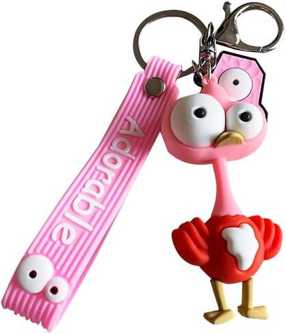 Ergugos Unique and Funny Eye-popping Ostrich Doll key Chain Adorable Cartoon Car keys Bag Pendant/Accessories Trendy Cartoon Animal Key Ring PVC Ostrich Present for Children Boys Kids Girls in Saudi Arabia