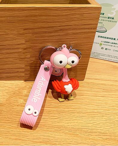 Ergugos Unique and Funny Eye-popping Ostrich Doll key Chain Adorable Cartoon Car keys Bag Pendant/Accessories Trendy Cartoon Animal Key Ring PVC Ostrich Present for Children Boys Kids Girls in Saudi Arabia