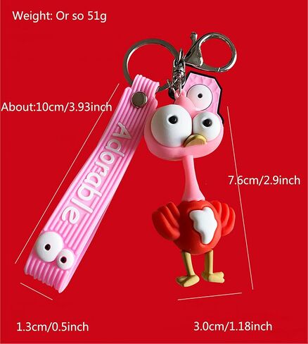 Ergugos Unique and Funny Eye-popping Ostrich Doll key Chain Adorable Cartoon Car keys Bag Pendant/Accessories Trendy Cartoon Animal Key Ring PVC Ostrich Present for Children Boys Kids Girls in Saudi Arabia