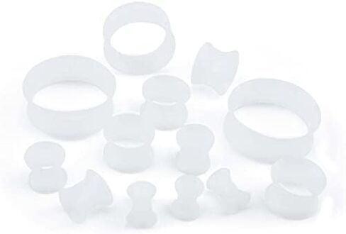 Pair 5/8" (16MM) CLEAR SILICONE EARSKIN TUNNELS Double Flare Gauges Super Ultra Thin Soft Flexible Flesh Plugs (2pcs) in Saudi Arabia