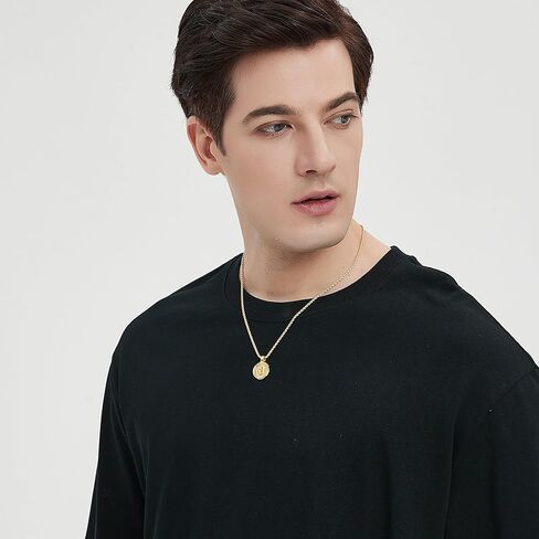 قلادات أولية بطبقات ذهبية رائعة للنساء، قلادة عملة معدنية مطلية بالذهب عيار 14 قيراط حرف A-Z مع سلسلة ربط حبل قابلة للتعديل، قلادة عصرية بطبقات للنساء والرجال in Kuwait