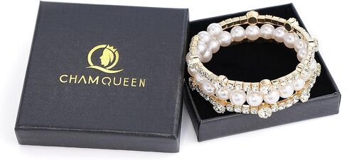 Adjustable Rhinestone Bracelet Classical Pearl Bracelet Bangle for Women Girls Jewelry in Saudi Arabia