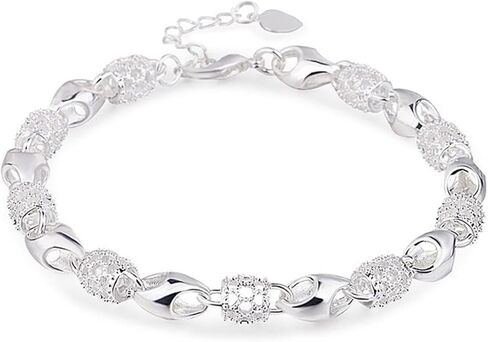 اساور بدلاية للنساء من اودوفيهي، اساور من الفضة الاسترلينية عيار 925 للنساء، سوار سلسلة معصم بدلاية للنساء، 7 انش، فضي، بدون احجار كريمة in Kuwait