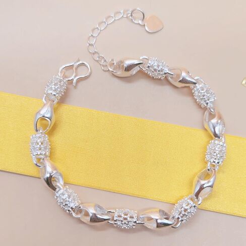 اساور بدلاية للنساء من اودوفيهي، اساور من الفضة الاسترلينية عيار 925 للنساء، سوار سلسلة معصم بدلاية للنساء، 7 انش، فضي، بدون احجار كريمة in Kuwait