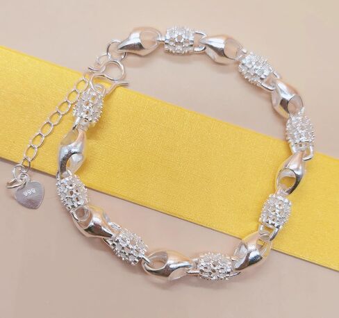 اساور بدلاية للنساء من اودوفيهي، اساور من الفضة الاسترلينية عيار 925 للنساء، سوار سلسلة معصم بدلاية للنساء، 7 انش، فضي، بدون احجار كريمة in Kuwait