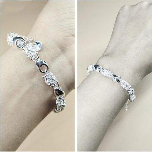 اساور بدلاية للنساء من اودوفيهي، اساور من الفضة الاسترلينية عيار 925 للنساء، سوار سلسلة معصم بدلاية للنساء، 7 انش، فضي، بدون احجار كريمة in Kuwait