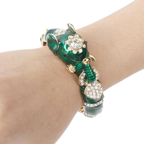 EVER FAITH Women's Austrian Crystal Enamel Adorable Elephant Bangle Bracelet in Saudi Arabia