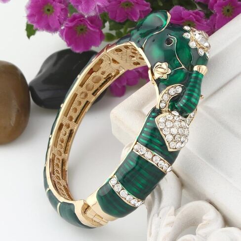 EVER FAITH Women's Austrian Crystal Enamel Adorable Elephant Bangle Bracelet in Saudi Arabia