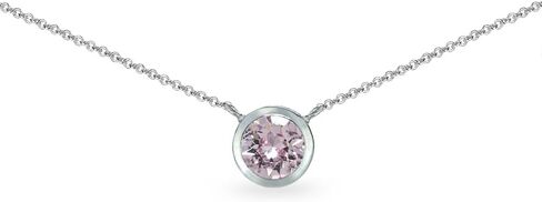 GemStar USA Sterling Silver 6mm Round Bezel-Set Dainty Choker Necklace Made with European Crystals in Saudi Arabia