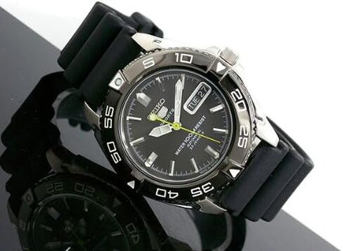 Seiko 5 Black Dial Rubber Strap Automatic Mens Watch SNZB23J2 in Saudi Arabia