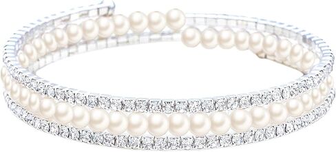 Adjustable Rhinestone Bracelet Classical Pearl Bracelet Bangle for Women Girls Jewelry in Saudi Arabia