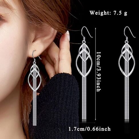 met-edianger Rhinestone Twist Drop Dangle Earrings Silver/Gold Plated Cubic Zirconia Linear Swirl Wire Dangling Earrings for Women Girls in Saudi Arabia