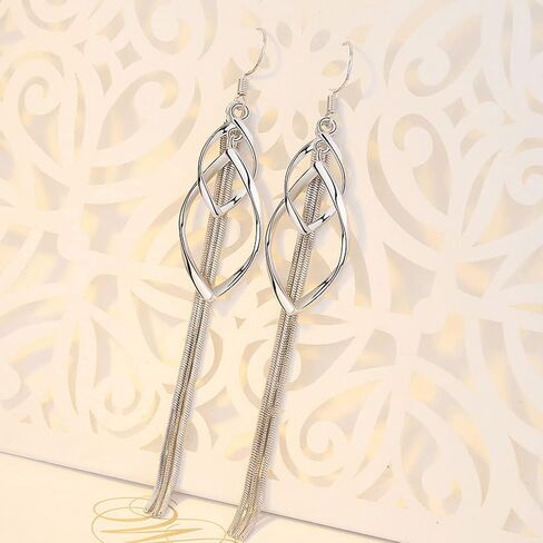 met-edianger Rhinestone Twist Drop Dangle Earrings Silver/Gold Plated Cubic Zirconia Linear Swirl Wire Dangling Earrings for Women Girls in Saudi Arabia