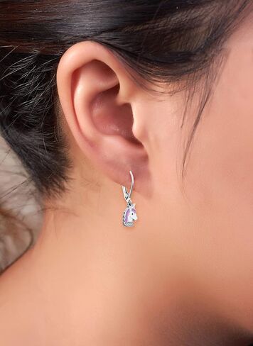 Earrings For Girls, Pink Purple Unicorn Hypoallergenic Earrings for Girls, Leverbacks, Stainless Steel Ultra Sensitive Ears For Kids, Toddlers, Little Girls, Teens in Saudi Arabia