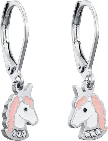 Earrings For Girls, Pink Purple Unicorn Hypoallergenic Earrings for Girls, Leverbacks, Stainless Steel Ultra Sensitive Ears For Kids, Toddlers, Little Girls, Teens in Saudi Arabia