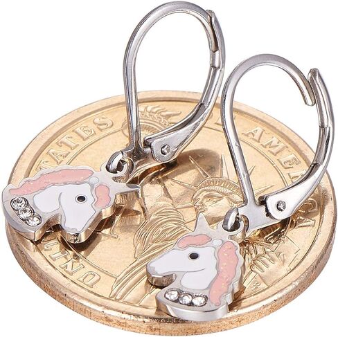 Earrings For Girls, Pink Purple Unicorn Hypoallergenic Earrings for Girls, Leverbacks, Stainless Steel Ultra Sensitive Ears For Kids, Toddlers, Little Girls, Teens in Saudi Arabia