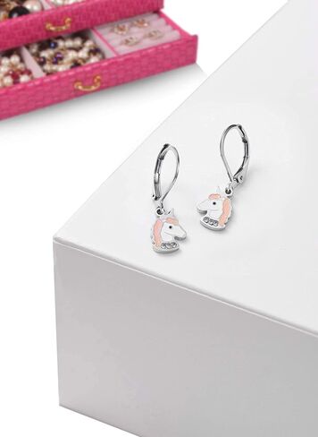 Earrings For Girls, Pink Purple Unicorn Hypoallergenic Earrings for Girls, Leverbacks, Stainless Steel Ultra Sensitive Ears For Kids, Toddlers, Little Girls, Teens in Saudi Arabia