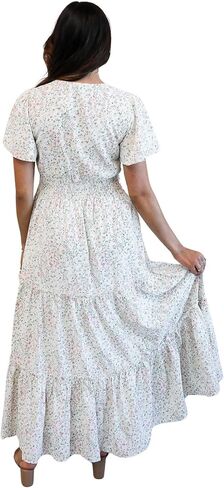 Mikarose Women's The Eden Antique Cream Ditsy Floral Midi Dress in Saudi Arabia