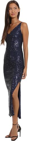 Donna Morgan womens Donna Morgan Women's Dresses Sequin V-neck Spaghetti Strap Midi Dress With High Slit Dress (pack of 1) in Saudi Arabia