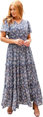 Mikarose Women's The Eden Antique Cream Ditsy Floral Midi Dress in Saudi Arabia