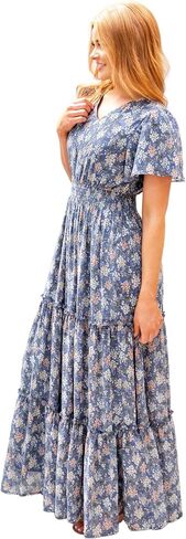 Mikarose Women's The Eden Antique Cream Ditsy Floral Midi Dress in Saudi Arabia