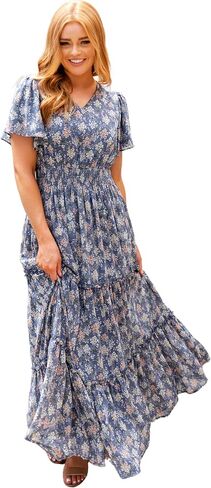 Mikarose Women's The Eden Antique Cream Ditsy Floral Midi Dress in Saudi Arabia