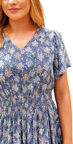 Mikarose Women's The Eden Antique Cream Ditsy Floral Midi Dress in Saudi Arabia