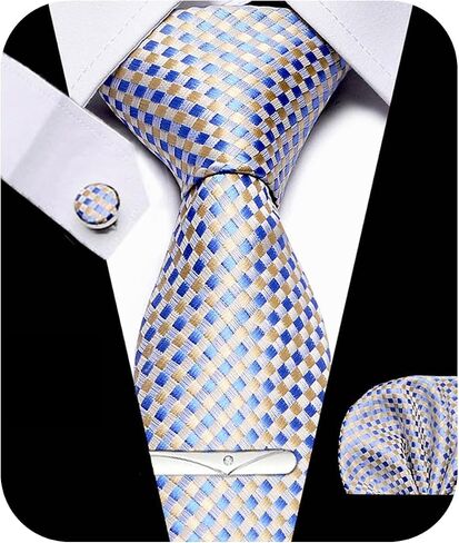 HATAMOTO Men's Tie Sets Necktie & Pocket Square 4 in 1 Gift Set for Wedding and Business in Saudi Arabia