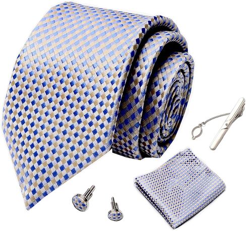 HATAMOTO Men's Tie Sets Necktie & Pocket Square 4 in 1 Gift Set for Wedding and Business in Saudi Arabia